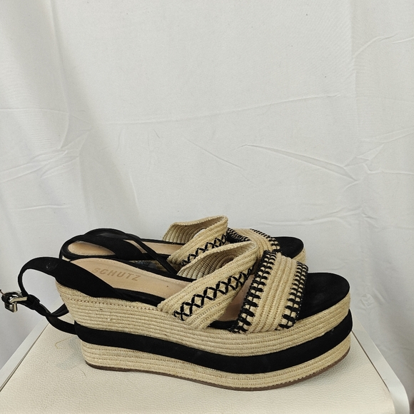 SCHUTZ Denes Platform Espadrilles In Black/Natural Size 7.5B - Picture 3 of 10